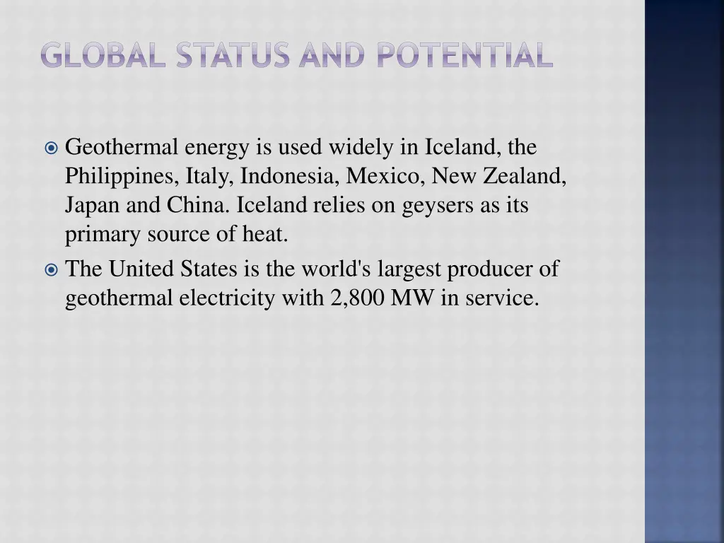 global status and potential