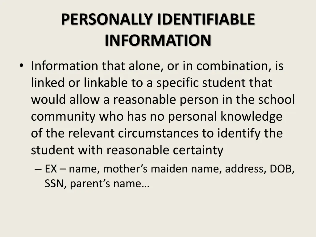 personally identifiable information