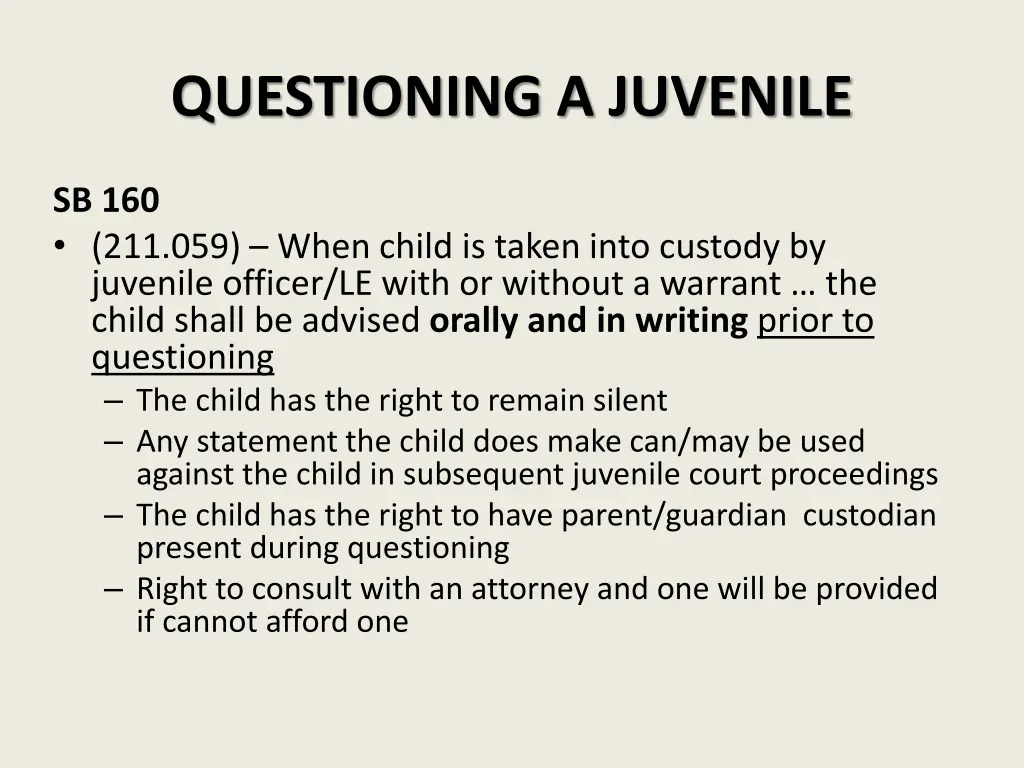 questioning a juvenile