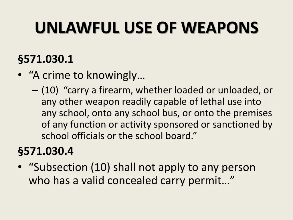 unlawful use of weapons