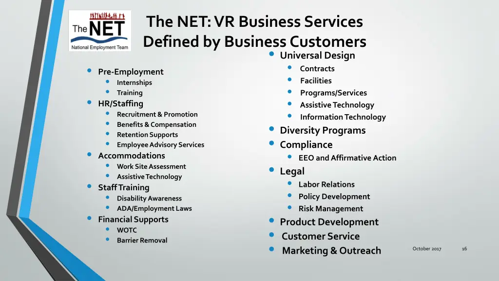 the net vr business services defined by business