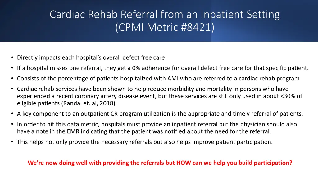 cardiac rehab referral from an inpatient setting