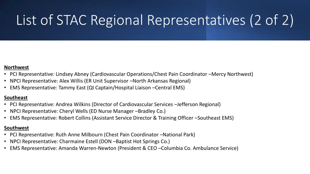 list of stac regional representatives 2 of 2