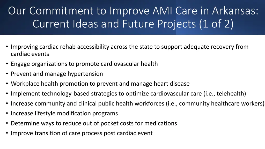 our commitment to improve ami care in arkansas