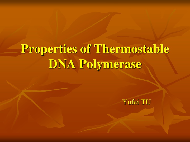 properties of thermostable dna polymerase