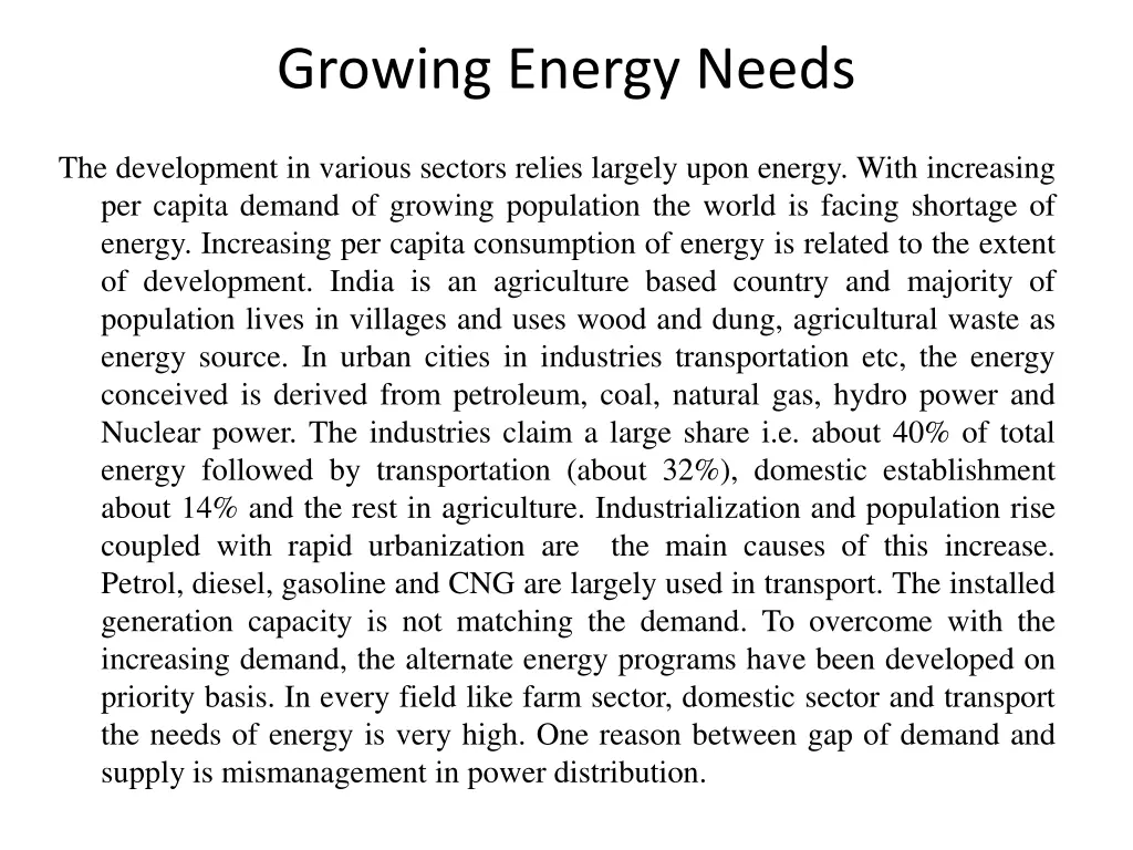 growing energy needs