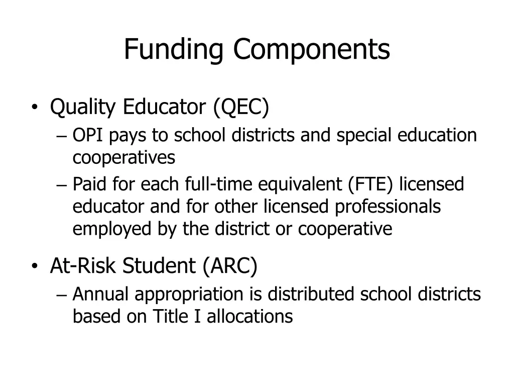 funding components