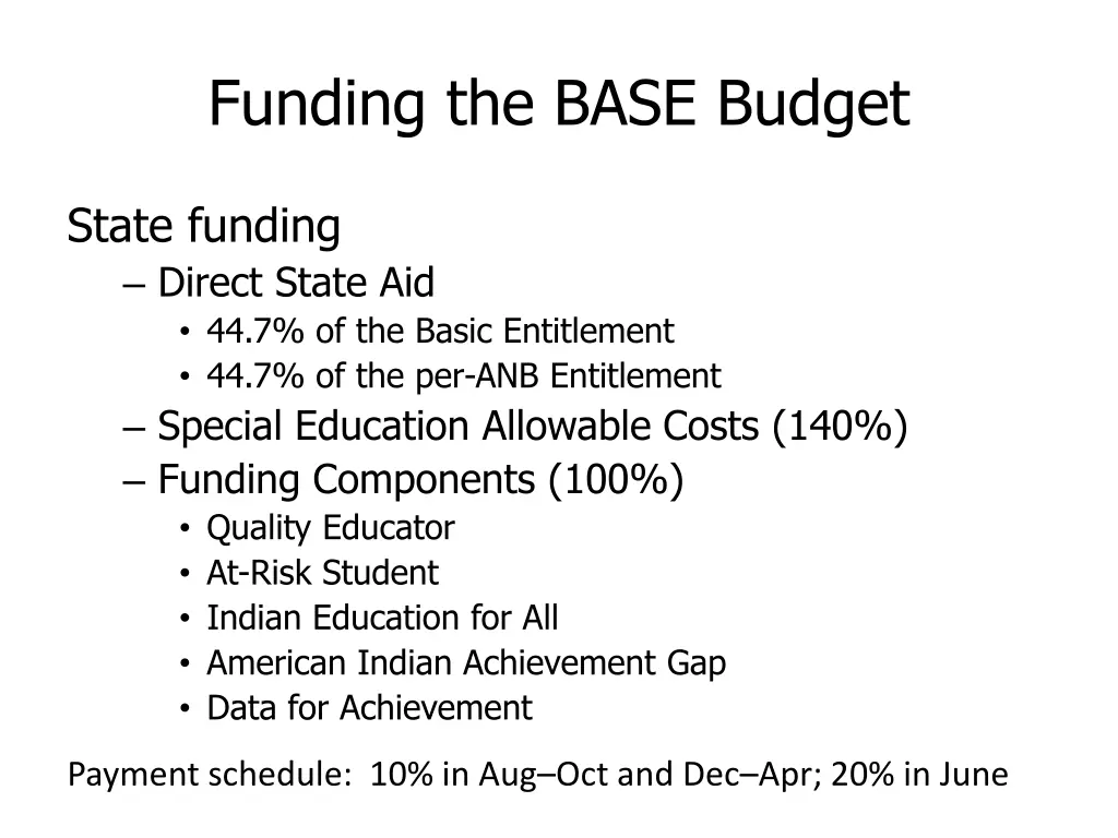 funding the base budget 1