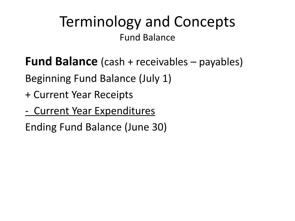 terminology and concepts fund balance