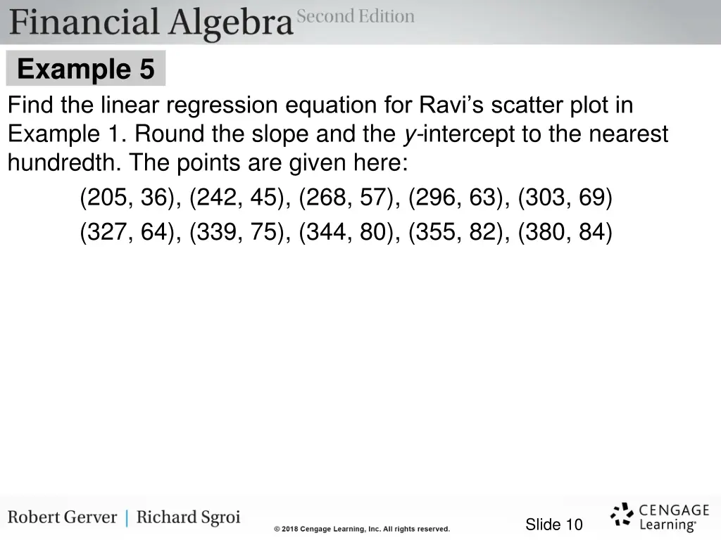 example 5 find the linear regression equation