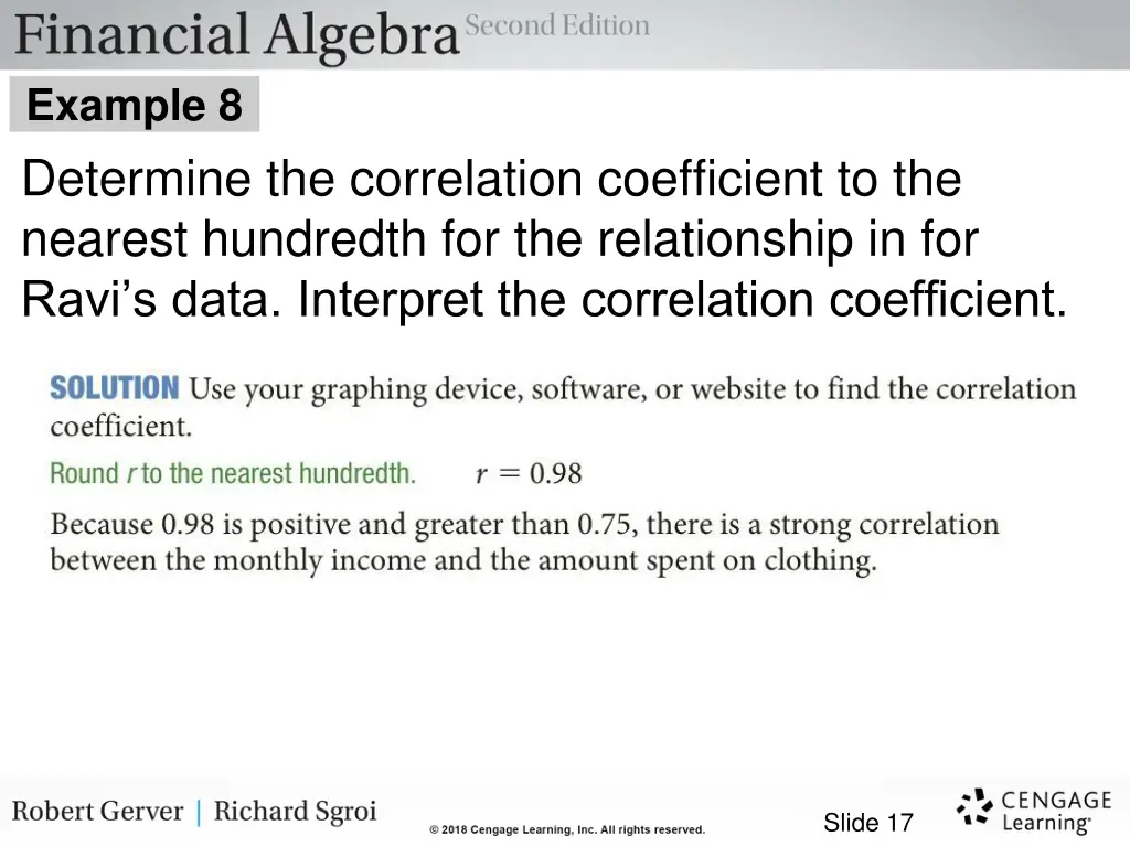 example 8 determine the correlation coefficient 1