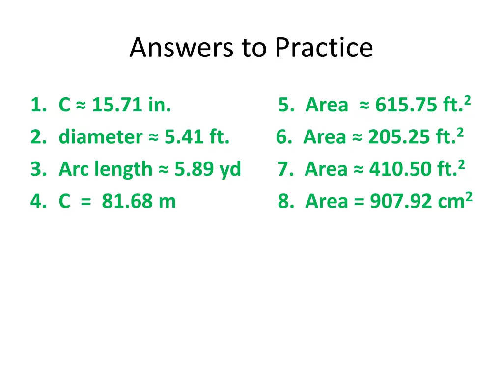 answers to practice