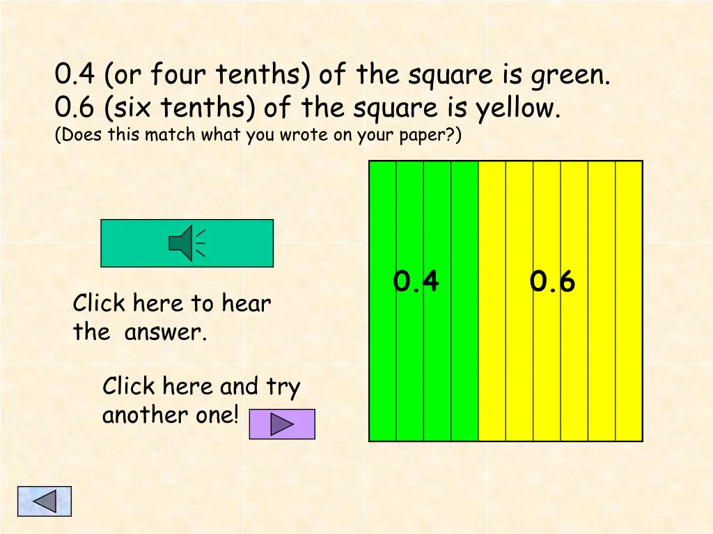 0 4 or four tenths of the square is green