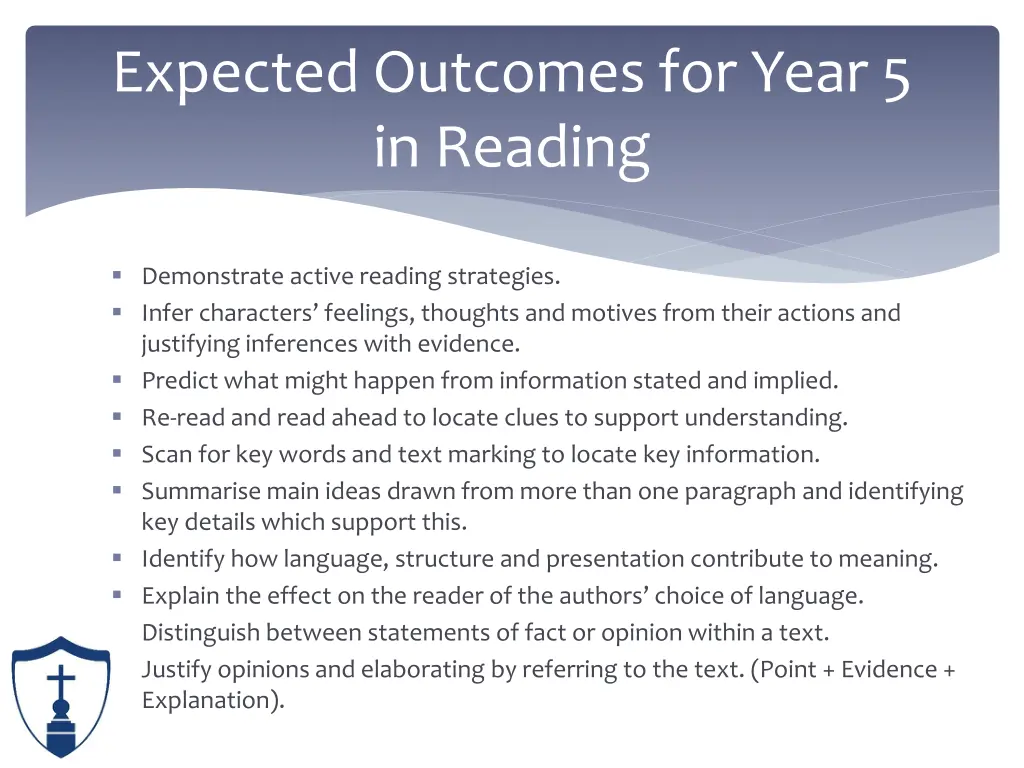 expected outcomes for year 5 in reading 1