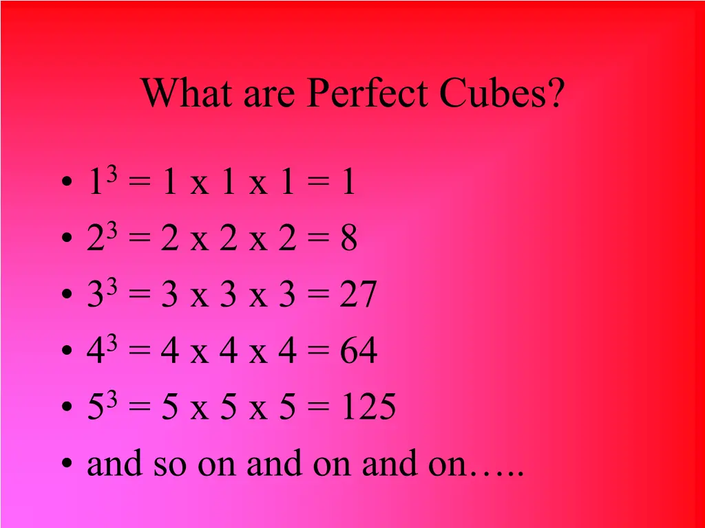 what are perfect cubes