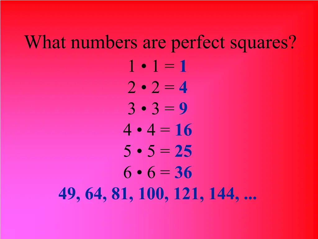 what numbers are perfect squares