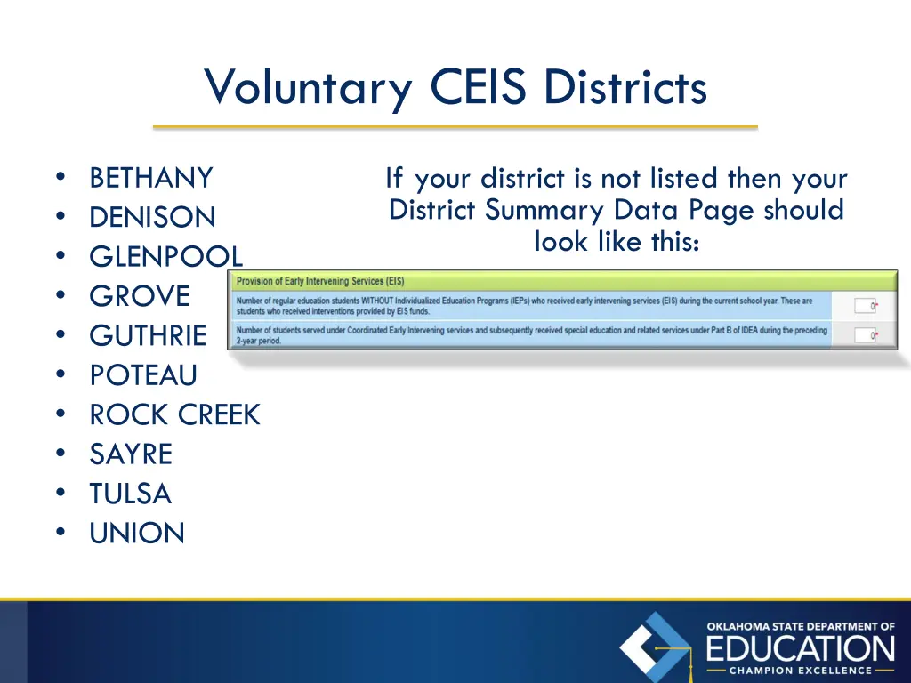 voluntary ceis districts