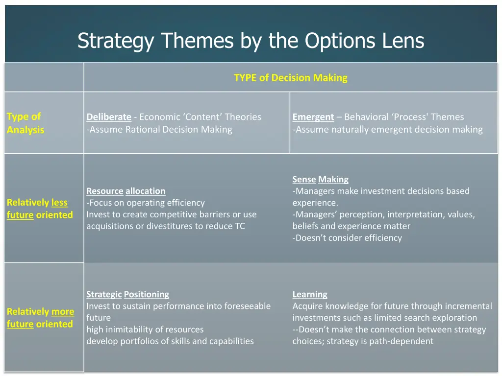 strategy themes by the options lens