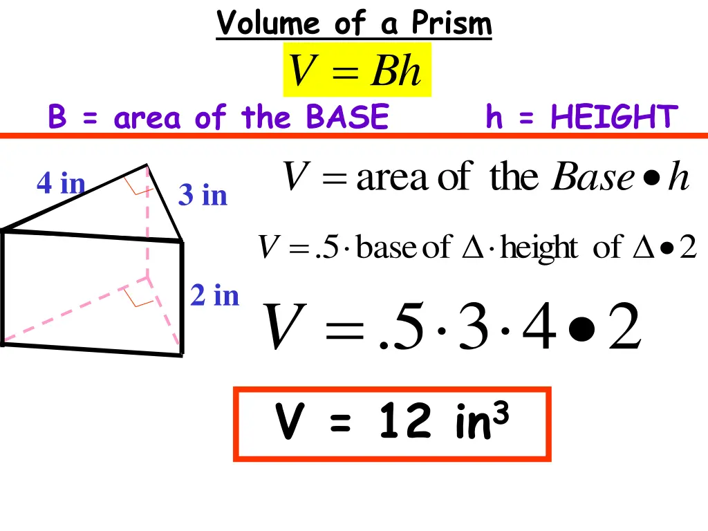 volume of a prism v