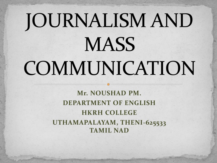 journalism and mass communication