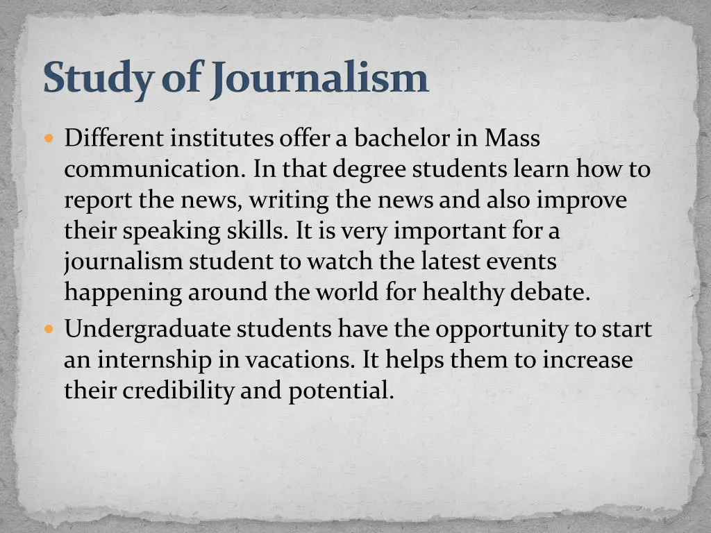 study of journalism