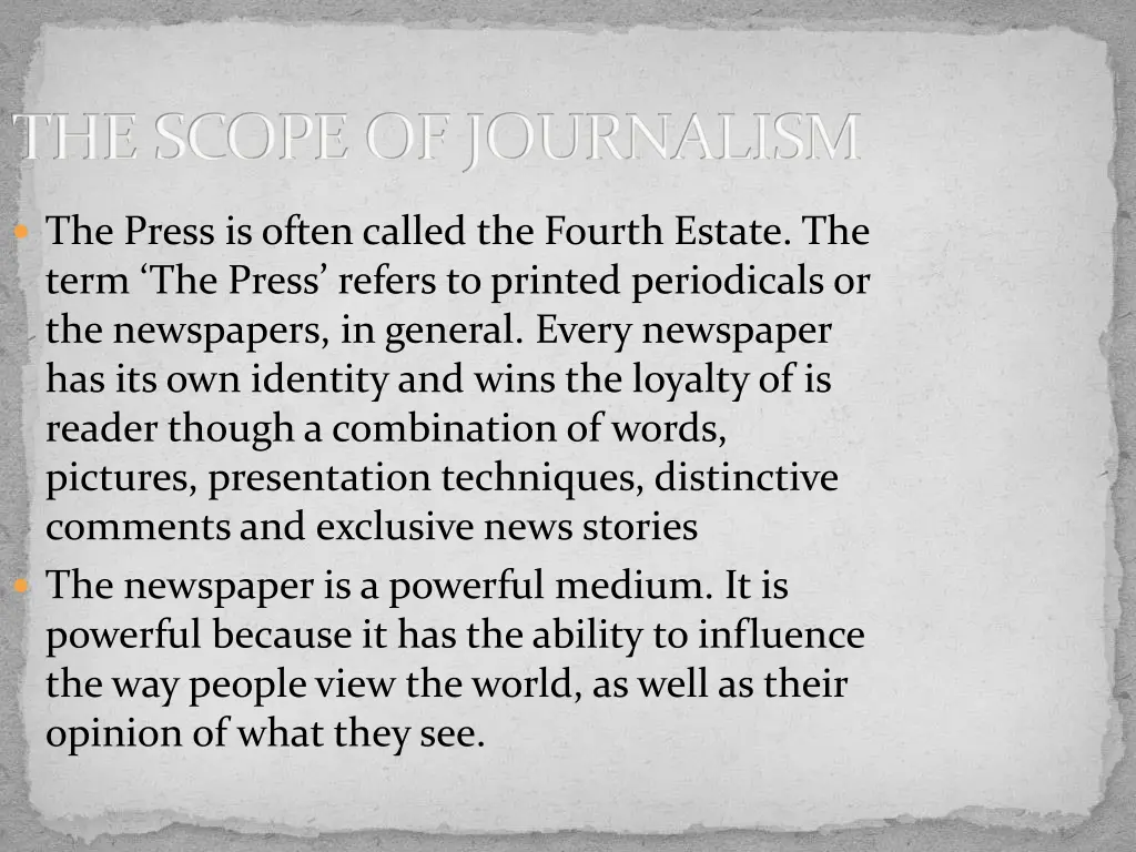 the scope of journalism