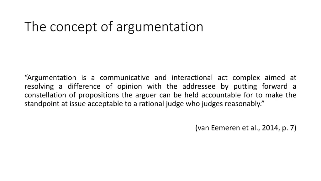 the concept of argumentation