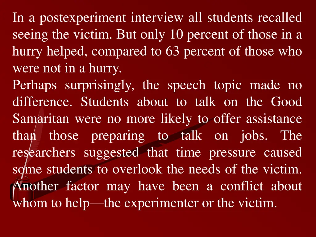 in a postexperiment interview all students