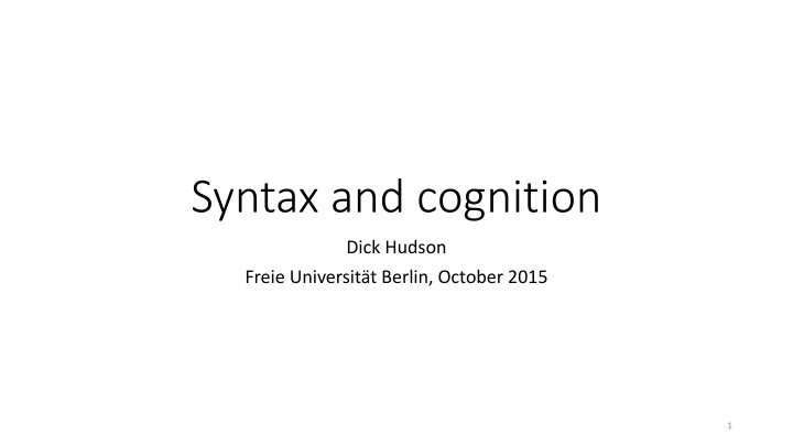 syntax and cognition