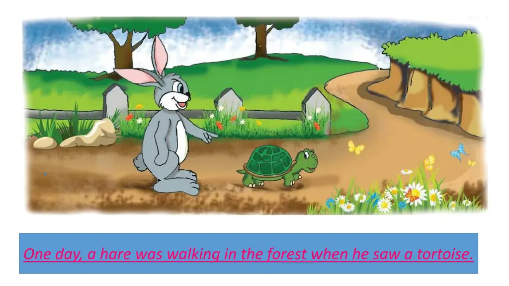 one day a hare was walking in the forest when 1