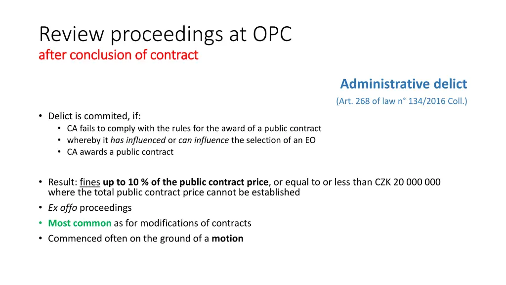 review proceedings at opc after after conclusion