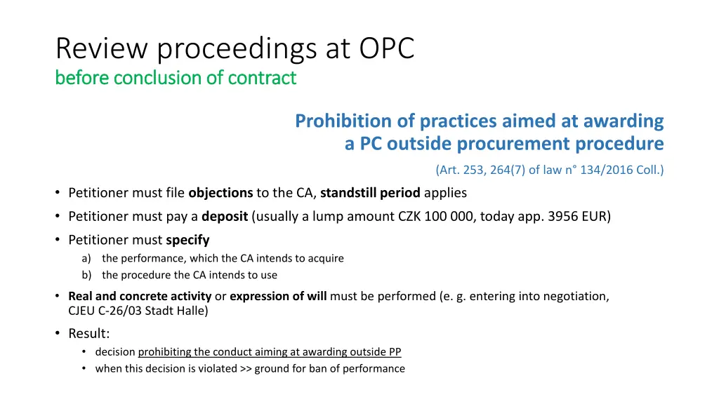 review proceedings at opc before conclusion