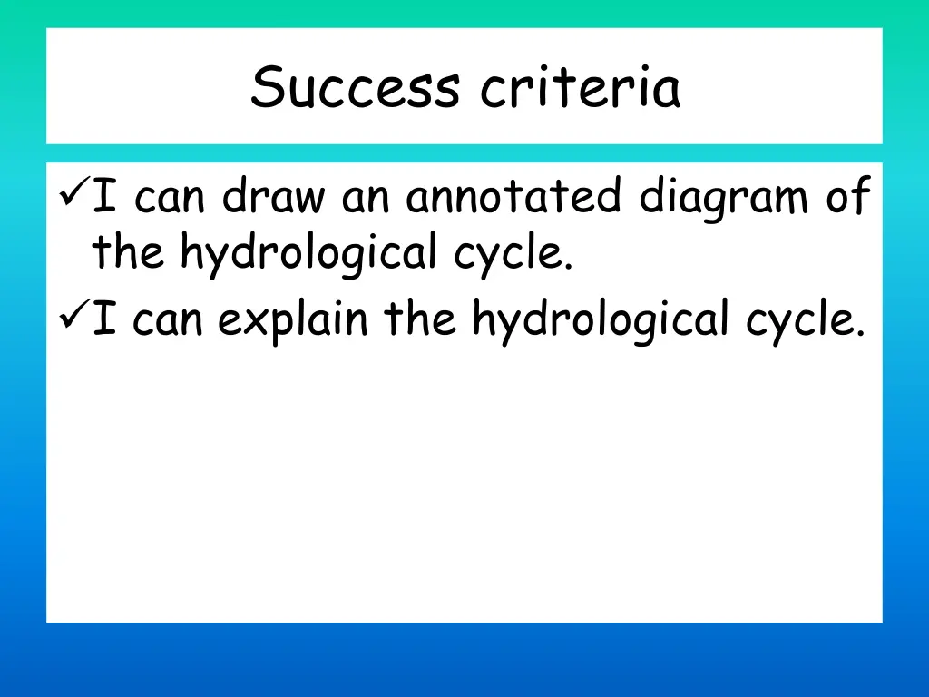 success criteria