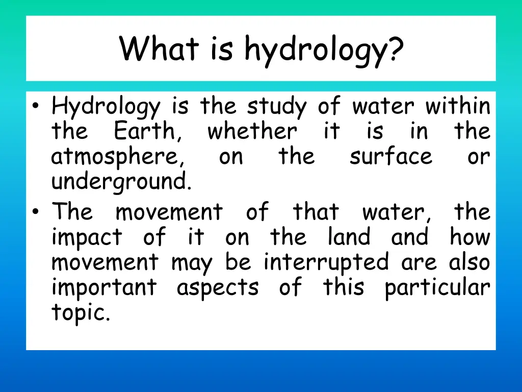 what is hydrology