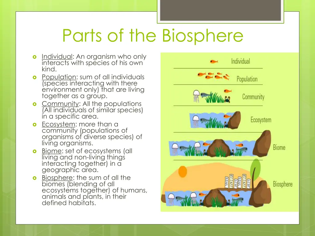 parts of the biosphere