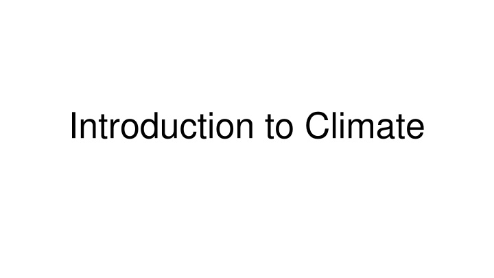 introduction to climate