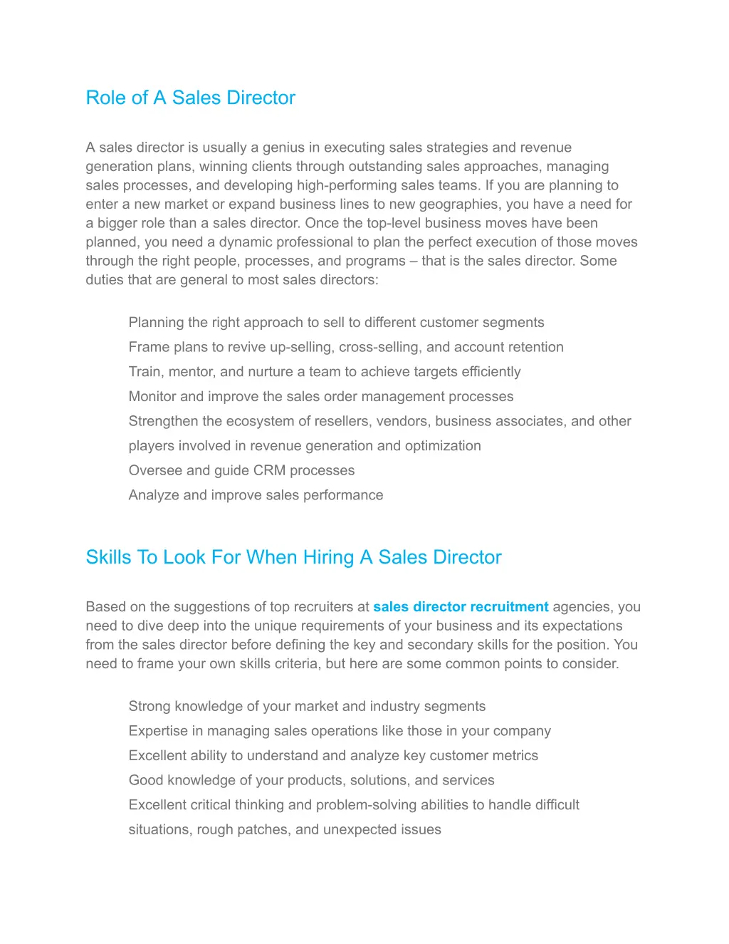 role of a sales director