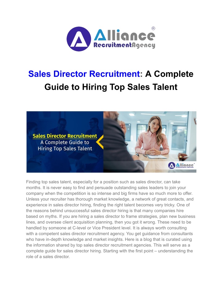 sales director recruitment a complete guide