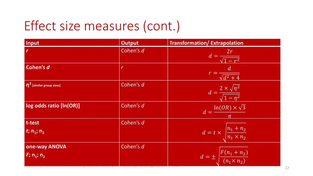 effect size measures cont