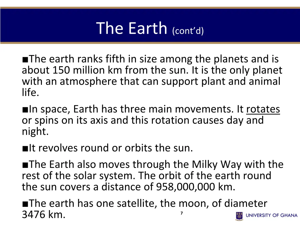 the earth cont d