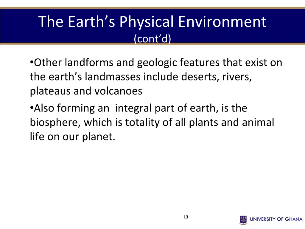 the earth s physical environment cont d