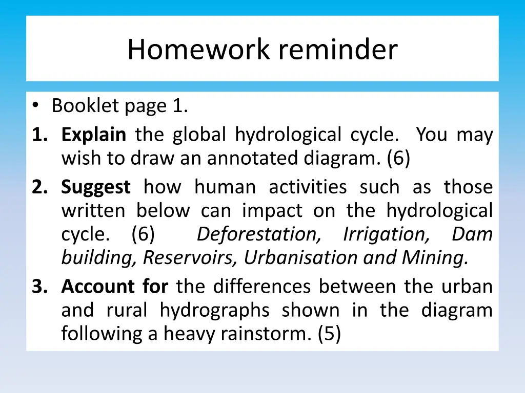 homework reminder