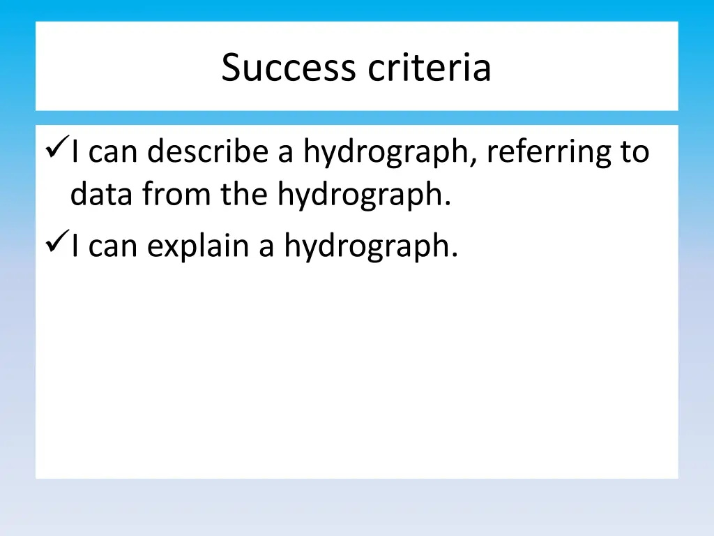 success criteria