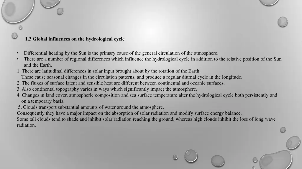 1 3 global influences on the hydrological cycle