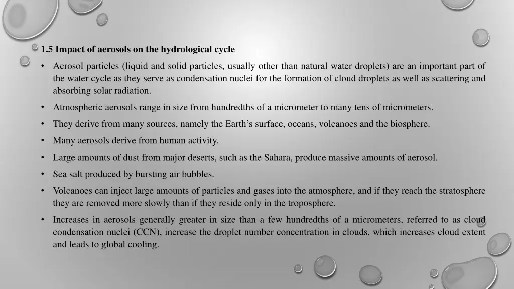 1 5 impact of aerosols on the hydrological cycle