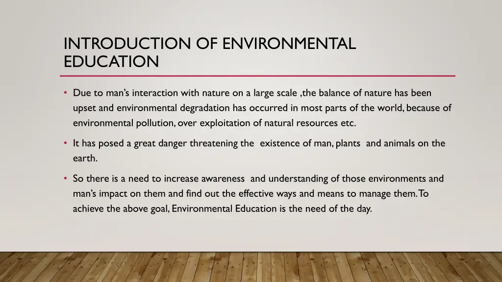 introduction of environmental education