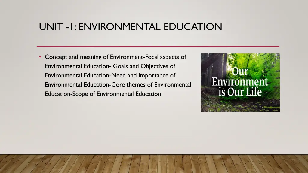 unit 1 environmental education