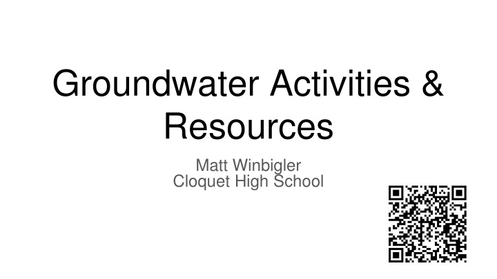 groundwater activities resources