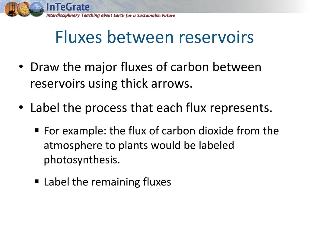 fluxes between reservoirs 1