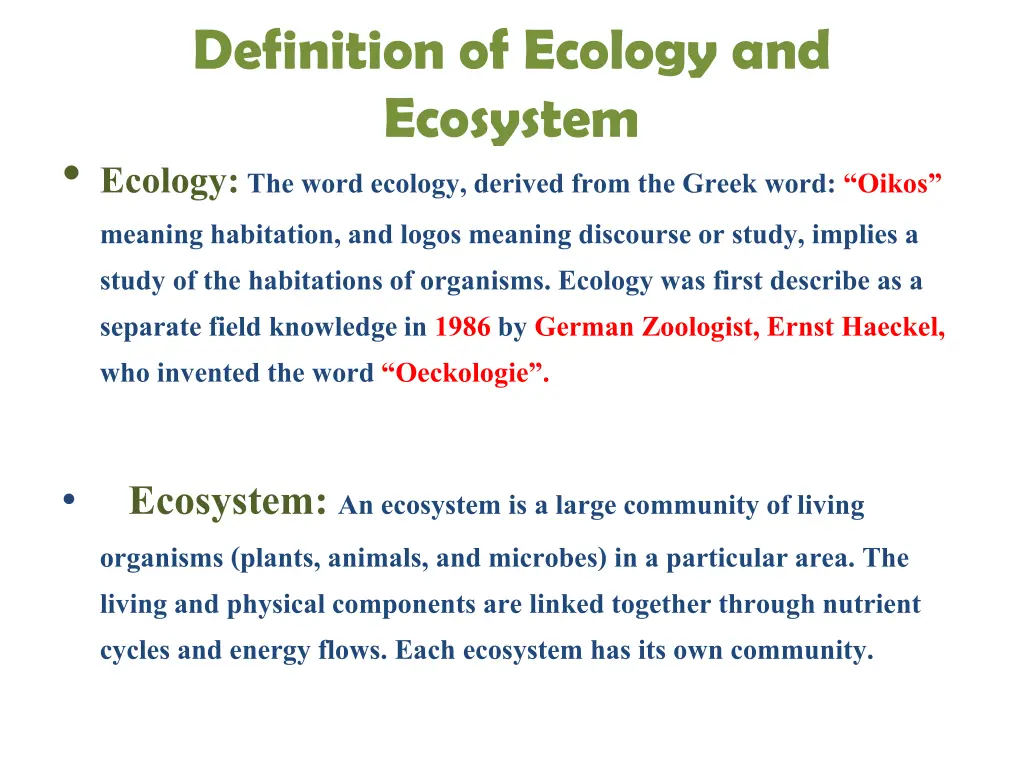 definition of ecology and ecosystem ecology